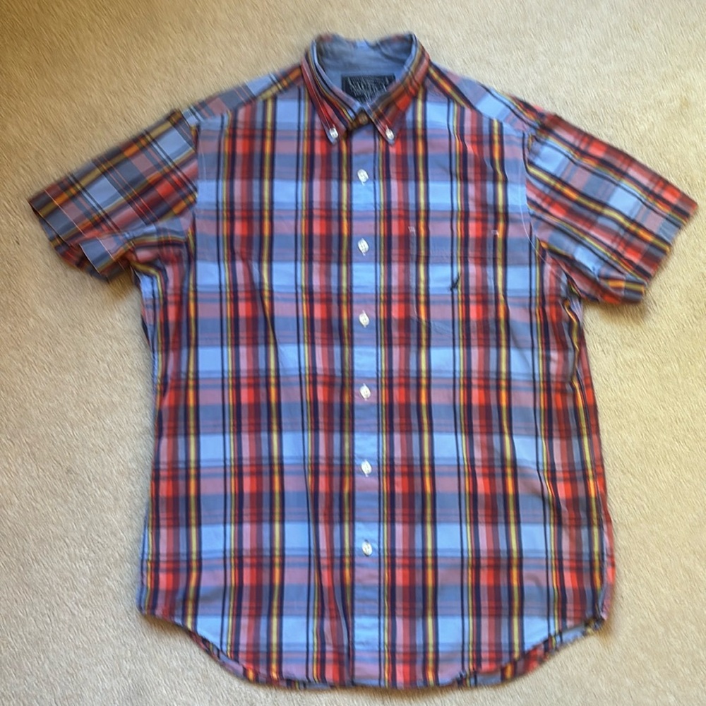 Nautica men’s short sleeve plaid size M